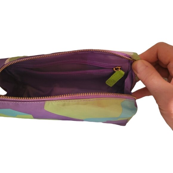 Mid Size Cosmetic pouch in a purple, green and white print - Picture 3 of 6